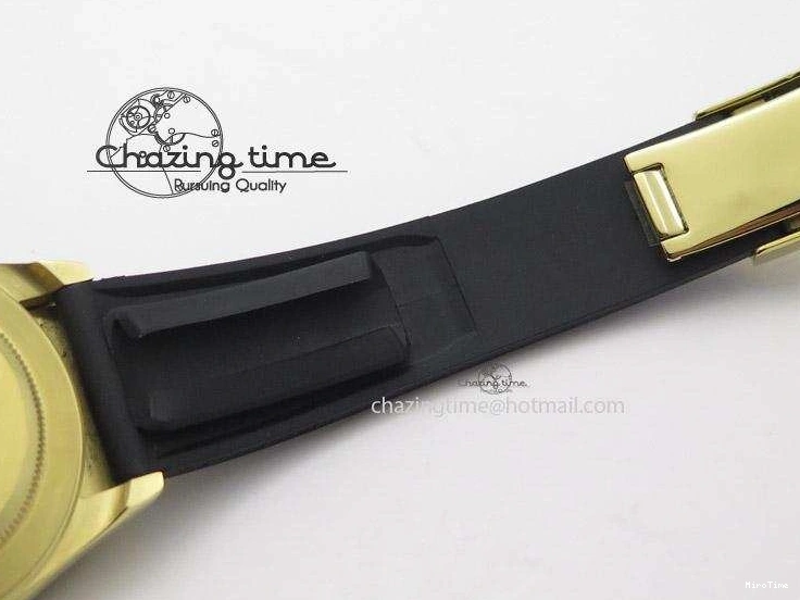 MiroTime 0512 TopPick Daytona YG BP Maker Black Dial Gold Subdial Sticks Markers On Rubber Strap A7750@ 4013